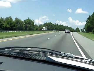 Busty Milf Driving Topless On The Highway